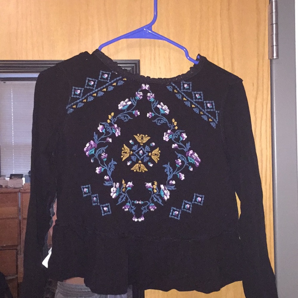 Black embroidered top